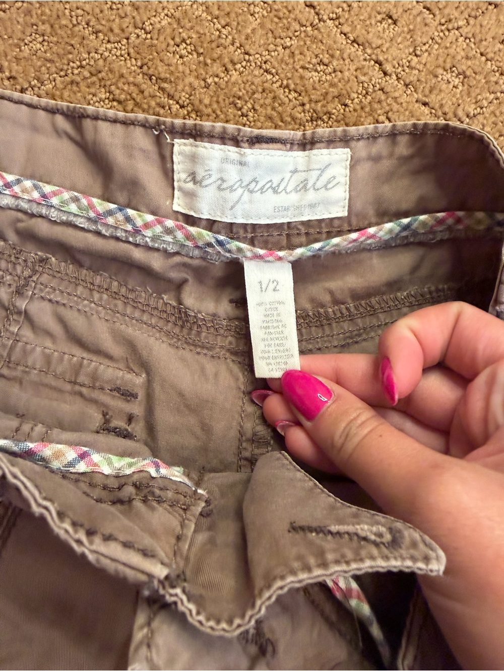 Vintage Aéropostale Beige Cargo Shorts Low Rise Women’s 1/2 Y2K - Picture 6 of 8